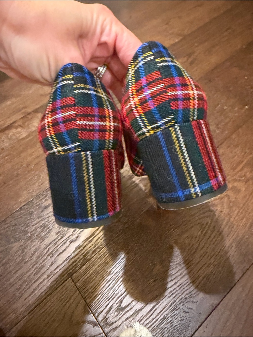 J.Crew collection Avery Christmas holiday plaid block heel pumps 8.5 - Picture 6 of 9